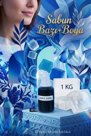 1 KG Şeffaf Sabun Bazı + 30 ML Mavi Sabun Boyası Şeffaf Görünümlü Sabun Kiti