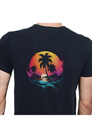 Hawaii T-shirt %100 Pamuklu Siyah Penye Basic Erkek Tişört