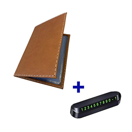 Microcase Suni Deri OTO Ruhsat Kabı Kılıfı Ruhsatlık + Ön Arka Panel Numaratör 1 Adet- TABA AL5038