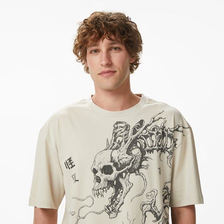UNITED4 Regular Fit Erkek Krem T-Shirt