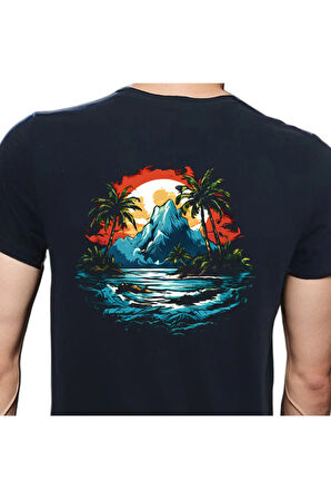 Island T-shirt %100 Pamuklu Siyah Penye Basic Erkek Tişört