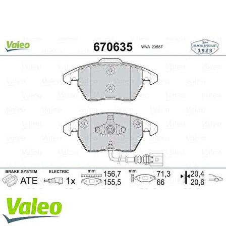 ÖN FREN BALATASI-KABLOLU 17.2 mm VW CADDY 04 VALEO 670635