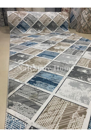 Elit Mavi Gri Kahve Kaymaz Taban Yıkanabilir Kesme Yolluk Salon Mutfak Oturma Odası Halı