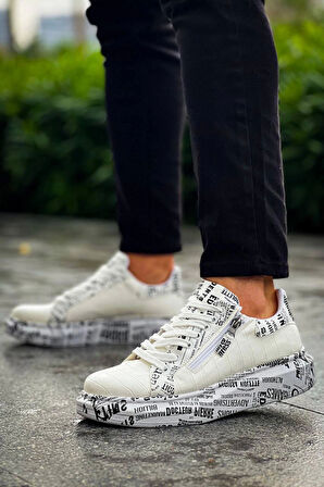 Bağcıklı Crocodile Beyaz Gazete Günlük Erkek Ayakkabısı