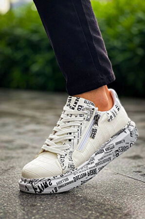 Bağcıklı Crocodile Beyaz Gazete Günlük Erkek Ayakkabısı