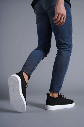 Siyah Triko Bağcıklı Günlük Erkek Ayakkabısı