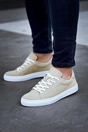 Tb-122   Terzi Bey Bej Süet Yüksek Taban Bağcıklı Günlük Erkek Ayakkabı