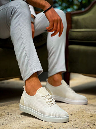 Tb-101 Terzi Bey Beyaz Triko Bağcıklı Günlük Erkek Ayakkabı