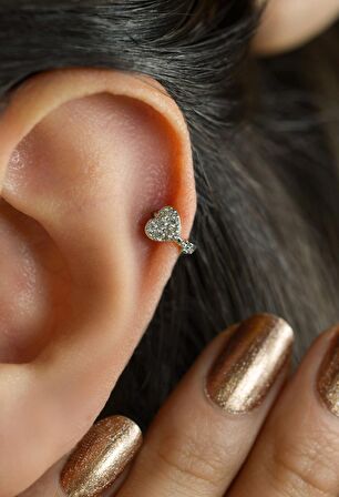 Halka Mini Kalp Tragus Piercing Helix Kıkırdak