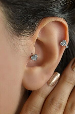 Halka Mini Kalp Tragus Piercing Helix Kıkırdak