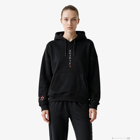 UNITED4 Regular Fit Kadın Siyah Sweatshirt