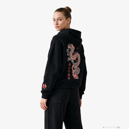 UNITED4 Regular Fit Kadın Siyah Sweatshirt