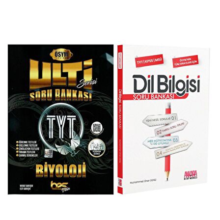 Bes TYT Ulti Biyoloji Soru Bankası ve AKM Dil Bilgisi Soru Bankası Seti 2 Kitap