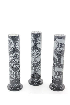 Obsidian Taşı İşlemeli Kule Tütsülük Ksk2211