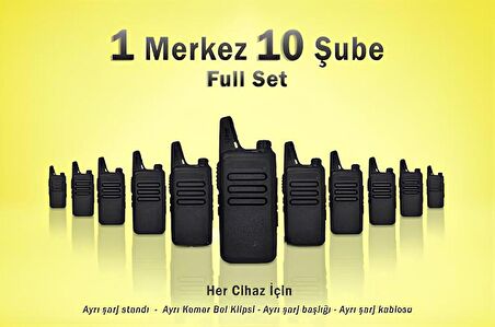 Çaycı Telsizi 1 Merkez 10 Şube Kulaklık Hediyeli Full Set