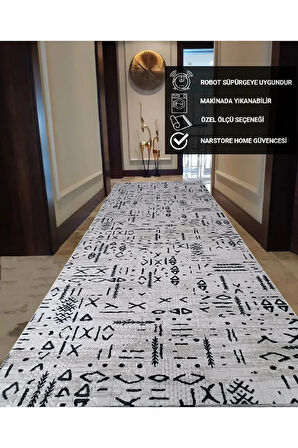 Dinarsu İskandinav Kabartmalı Krem Kaymaz Taban Yıkanabilir Kesme Yolluk Halı