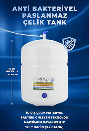 Mil Su Arıtma Cihazı 12 Lt Çelik Tanklı Aquaflo Membranlı (MNP5-M-A)