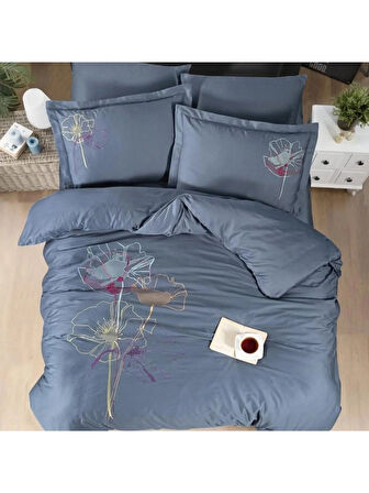 Maribor Collection Mireya - %100 Pamuk Saten Nakışlı Çift Kişilik Nevresim Takımı