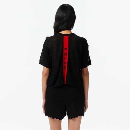 UNITED4 Crop Fit Kadın Siyah Triko