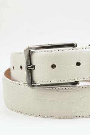 Parscraft Battal Boy / Büyük Beden / Uzun Boy XXL 3,5 cm Beyaz Klasik Erkek Hakiki Deri Kemer