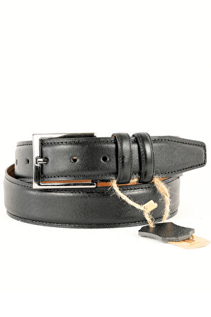 Battal Boy / Büyük Beden 3,5 cm Klasik Erkek Hakiki Deri Kemer