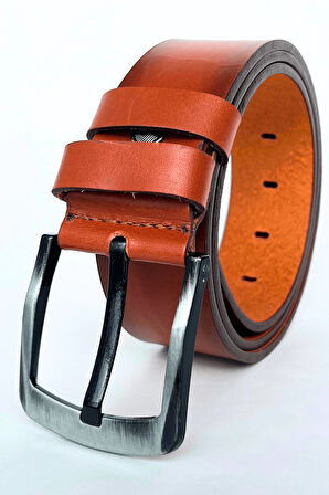 Hakiki Üst Seviye Vejetal (vaketa) Deri 4,5 Cm Taba Kot Pantolon Spor Kemer