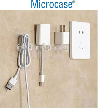 Microcase Güçlü Plastik Yapışkanlı Suya Dayanıklı Banyo Mutfak Eşya Havlu Vb Ürün Priz Askılığı 3 Adet  -Şeffaf AL4268