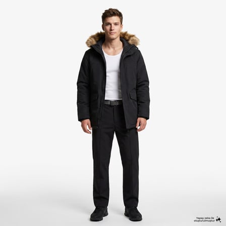 UNITED4 Regular Fit Erkek Siyah Mont