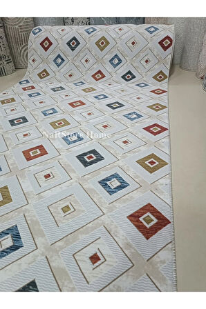 Renkli Kaymaz Tabanlı Kesme Yıkanabilir Hali Yolluk