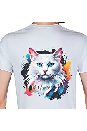 Splash Animal T-shirt %100 Pamuklu Beyaz Penye Basic Erkek Tişört