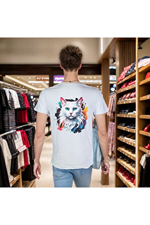 Splash Animal T-shirt %100 Pamuklu Beyaz Penye Basic Erkek Tişört