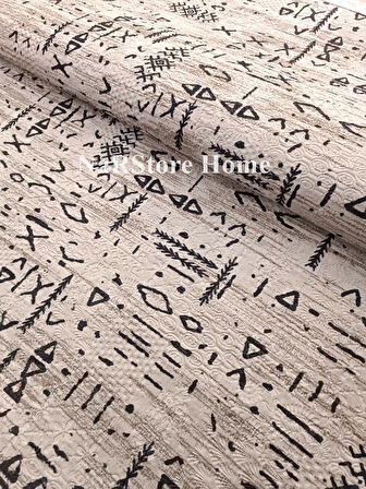 Dinarsu İskandinav Kabartmalı Saçaklı Kahve Kaymaz Taban Yıkanabilir Kesme Yolluk Halı