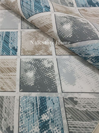 Gri Mavi Kahve Saçaklı Kaymaz Taban Yıkanabilir Kesme Yolluk Salon Mutfak Oturma Odası Halı