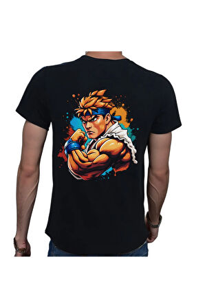 Splash Fight T-shirt %100 Pamuklu Siyah Penye Basic Erkek Tişört