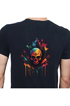 Skull T-shirt %100 Pamuklu Siyah Penye Basic Erkek Tişört