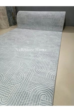 Elit Rölyef Gri Beyaz Kabartmalı Kaymaz Taban Yıkanabilir Kesme Yolluk Halı