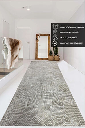 Elit Rölyef Krem Beyaz Kabartmalı Kaymaz Taban Yıkanabilir Kesme Yolluk Halı