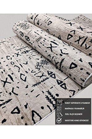 Dinarsu İskandinav Kabartmalı Kahve Kaymaz Taban Yıkanabilir Kesme Yolluk Halı