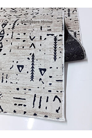 Dinarsu İskandinav Kabartmalı Kahve Kaymaz Taban Yıkanabilir Kesme Yolluk Halı