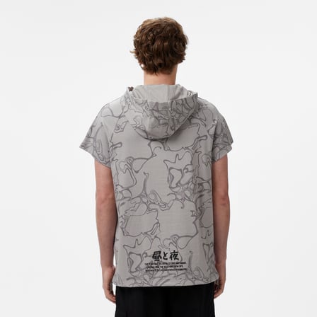 UNITED4 Towada Erkek Gri Yarım Kollu Hoodie