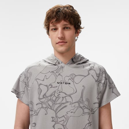 UNITED4 Towada Erkek Gri Yarım Kollu Hoodie