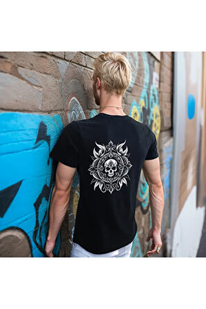 Tattoo T-shirt %100 Pamuklu Siyah Penye Basic Erkek Tişört