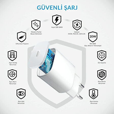 Deji 20W Samsung Galaxy A3 A5 -A8 A8 Plus -A20 A30 A40 A50 A50S Hızlı ŞarjAdaptörü Type-C