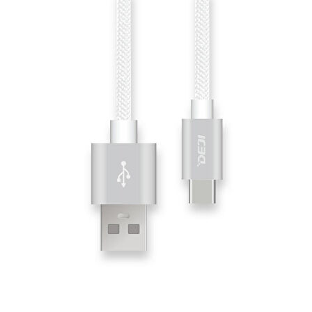Deji Xiaomi Type-C Hızlı Şarj ve Data Kablosu Örgülü Beyaz 1.2M