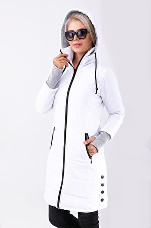 Toridas Kışlık Kapüşonlu Uzun Kadın Şişme Mont 805byz