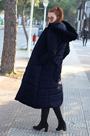 Toridas Günlük Kışlık Tam Boy Şişme Kadın Mont bt180lacivert4