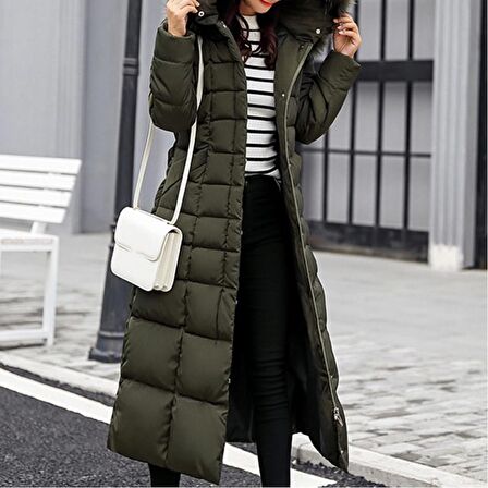 Toridas Günlük Kışlık Tam Boy Şişme Kadın Mont bt180haki1