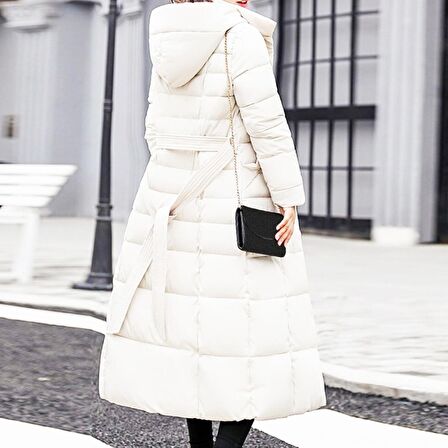 Toridas Günlük Kışlık Tam Boy Şişme Kadın Mont bt180beyaz