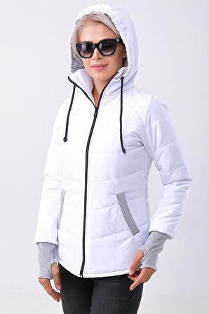 Toridas Günlük Su Geçirmez Kışlık Şişme Kadın Mont  801beyazz