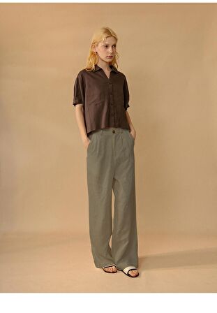 Toridas Keten Günlük Pantolon Düğmeli Ln13haki